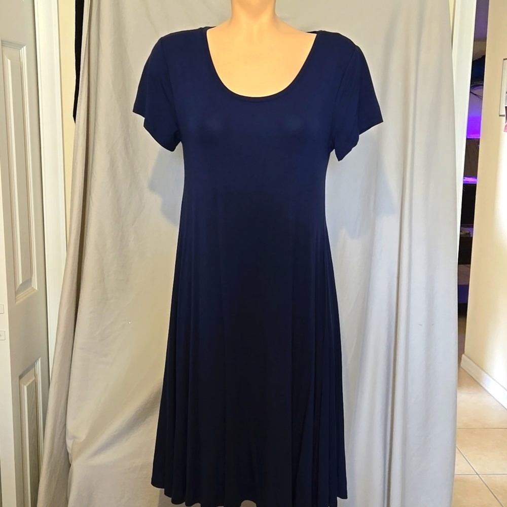 Navy blue stretchy, flowy lightweight dress, NEW